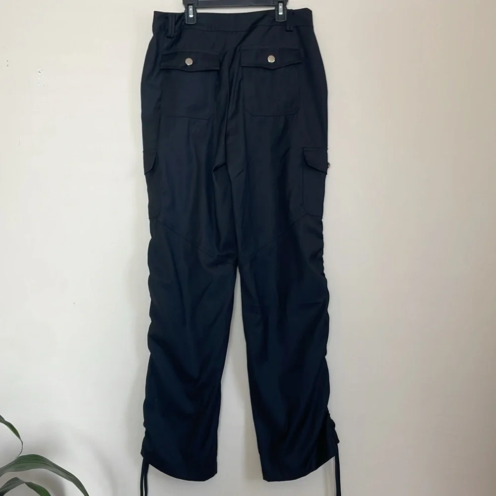 Revolve Superdown Black Wide Leg Cargo Pants Tie Hem Slouchy Baggy Oversized Med - Picture 6 of 10